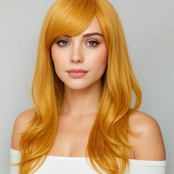 2/$30 NEW Long Layered Golden Wig with Bangs Role CosPlay Dress Up Halloween - Picture 1 of 4